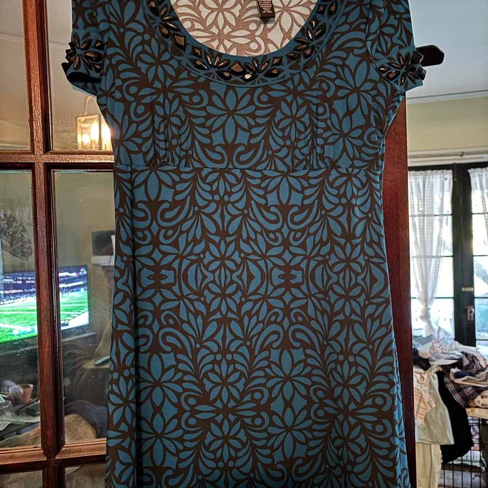 Hot Deal!! INC International Concepts Teal and Brown Patterned Tunic or Dress